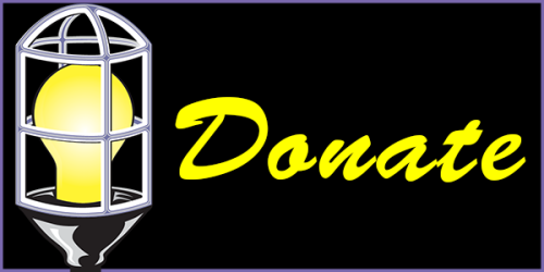 Ghostlight lamp head with the word donate